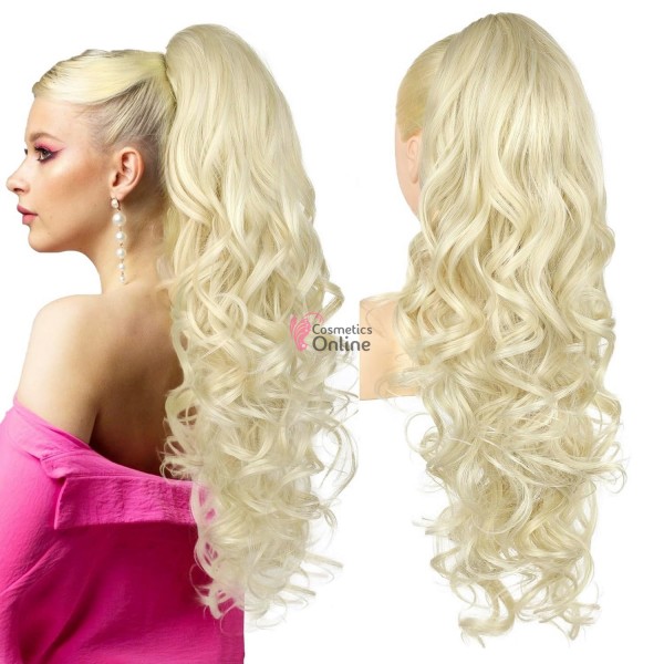 Extensie de par coada ondulata cu cleste 70 cm Blond Deschis 4026613